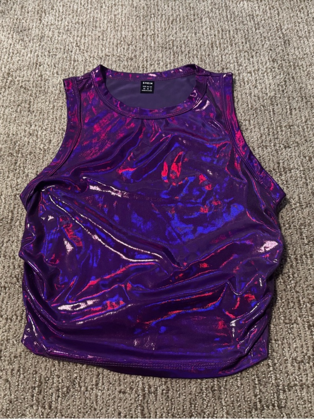SHEIN Purple Iridescent Holographic Tank Top